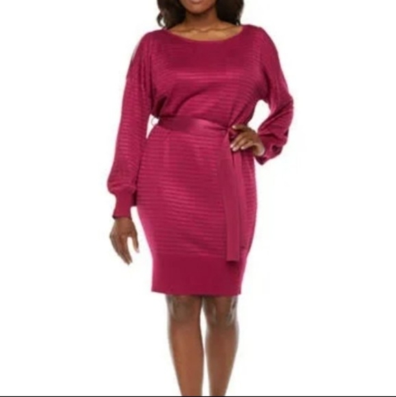 BOLD ELEMENTS | Women's Boysenberry Cut to Curve Long Sleeved Sweater D… - Picture 1 of 7